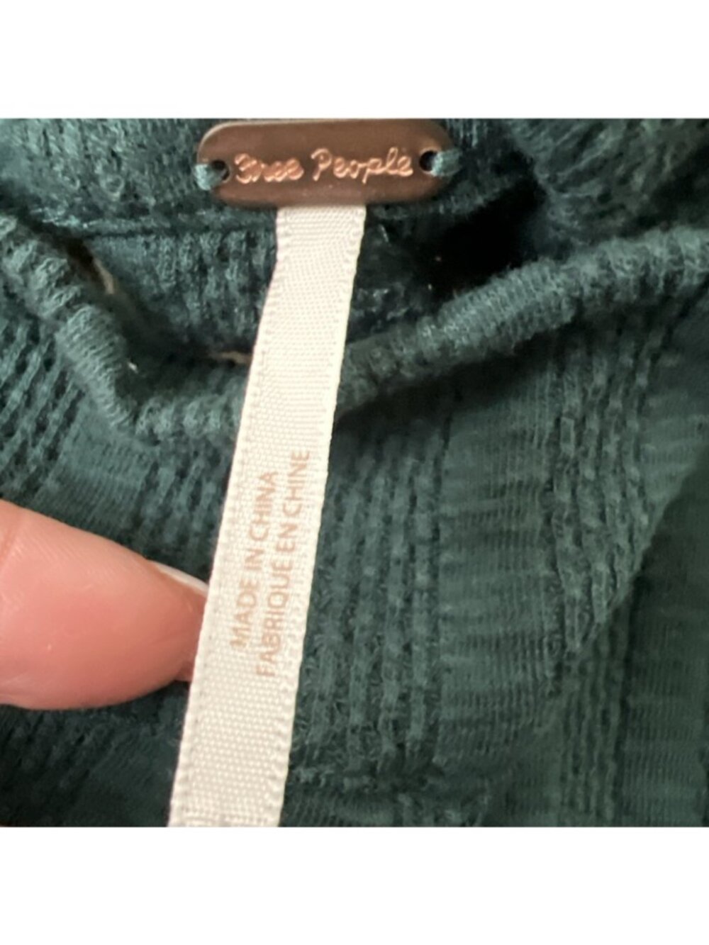 Free People Suki Scarf Tie Open Back Ribbed Top Womens‎ M Green Long Sleeve - Picture 3 of 13